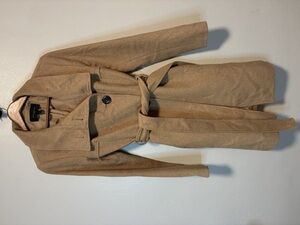 Ann Taylor Factory wool blend belted pea coat in tan. size 2.